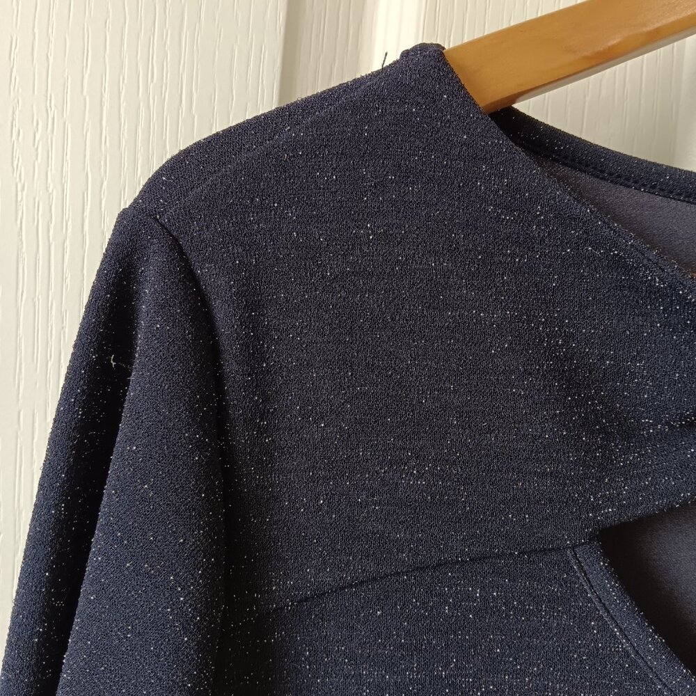 Brina & Em Women's Navy Dane Front Twist Detail Shine Knit Dress Size 1X - Picture 4 of 10